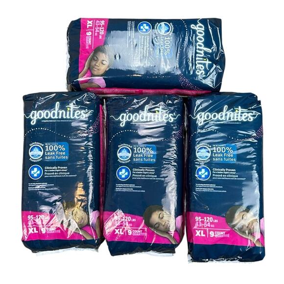 4 packs Goodnites Youth Girls Nighttime Underwear X Large 95-140 lbs 36 count - Picture 6 of 6